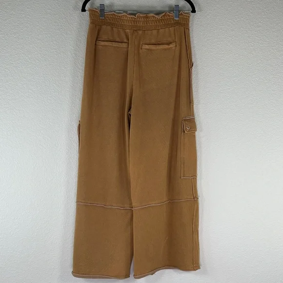 Daily Practice Anthropologie Women's Wide Leg Tan Utility Cargo Pants - Picture 11 of 16